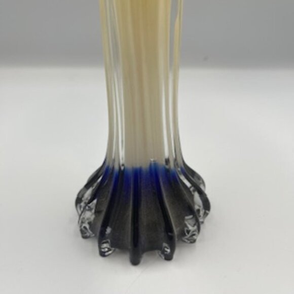 Jack In The Pulpit Art Glass Ribbed Calla Lilly Vase - Picture 7 of 8